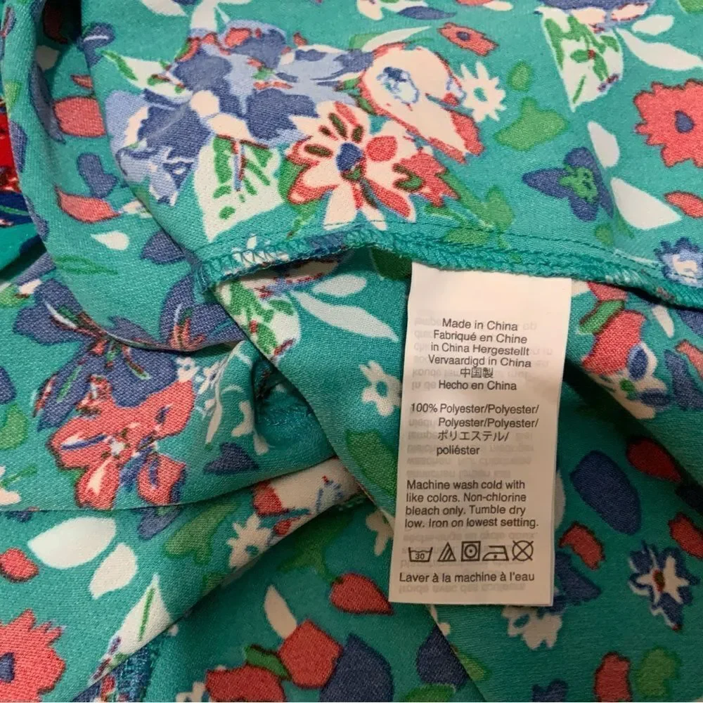 J CREW Teal Green Floral Print Crepe Wrap Dress sz 4